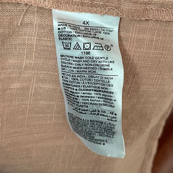 Old Navy Top Womens 4X Peach Ruffle Crochet Peplum Smocked Babydoll Blouse NWT - Picture 10 of 11